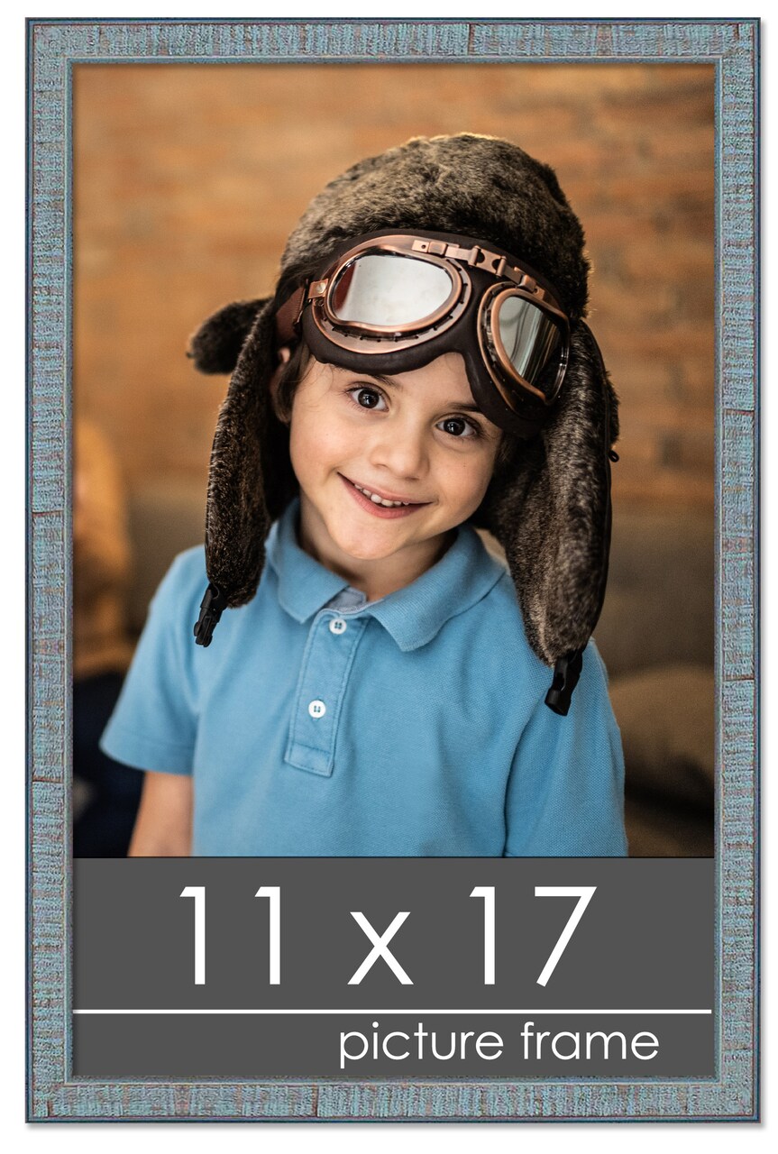 11x17 Textured Picture Frame with UV-Resistant Acrylic & Acid Free Backing, Available in 6 Finishes - Black, Blue, Brown, Gold, Grey, and White